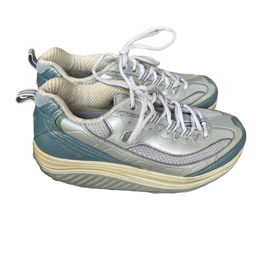 Skechers Shape-up Sneakers in Silver Blue Women Size 9.5